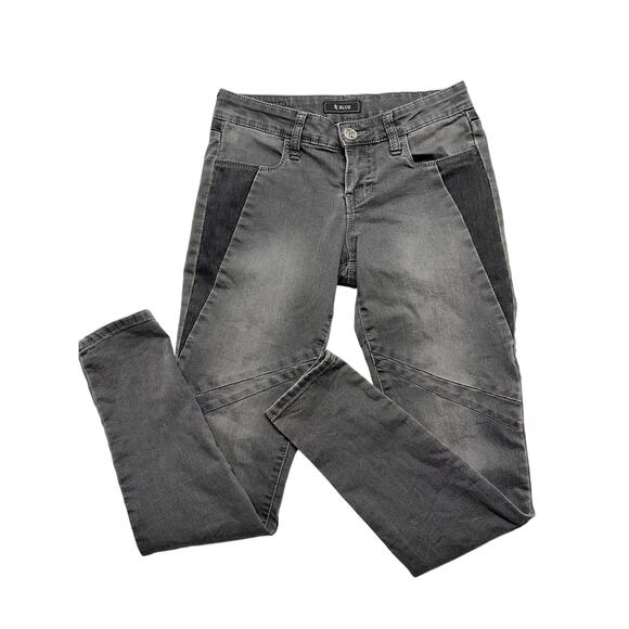 STS Blue Skinny Detailed Black Jeans Size 5 Faded Knee Design Goth Emu Rocker - Picture 1 of 9